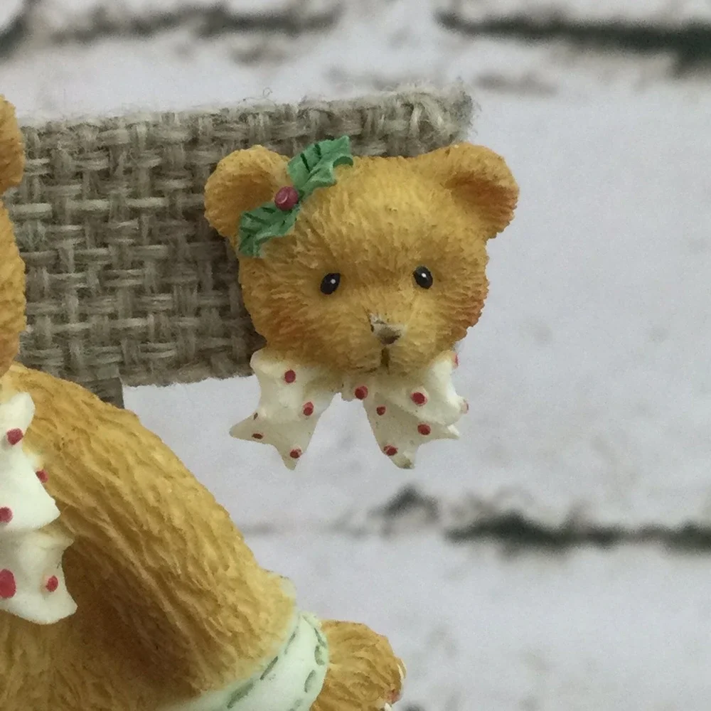 Teddy Bear‎ Earrings & Matching Brooch Holiday Cheer Resin